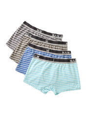 4-teilige Modal-Boxershorts für Herren mit horizontalen Streifen, Logobund und Beutel