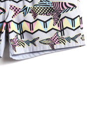 Schnelltrocknende Strandshorts für Herren mit Fisch-Print und Kordelzug in der Taille
