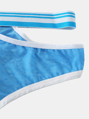 Atmungsaktiver Mesh-Slip für Herren mit mittlerer Taille – dünnes, transparentes, ausgehöhltes Design