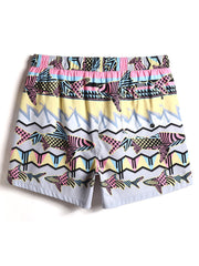 Schnelltrocknende Strandshorts für Herren mit Fisch-Print und Kordelzug in der Taille