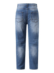 Zerrissene, lange Freizeitjeans für Herren mit Flicken und Reißverschluss