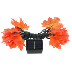 Solar Powered 6.5M 30LED Maple Leaves Garland Fairy Lights for Outdoor Garden and Lawn