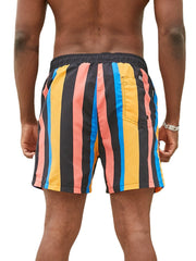 Schnelltrocknende Strandshorts für Herren mit bunten Streifen und Kordelzug