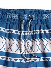 Schnelltrocknende Strandshorts für Herren mit Vintage-Geo-Print und Kordelzug in der Taille