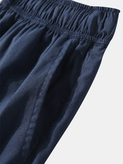 Gerade Hose aus reiner Baumwolle mit Kordelzug und Taschen für Herren