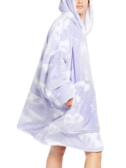 Lockerer Kapuzenpullover mit Batikmuster und Fleecefutter für Herren mit Kängurutasche