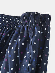 Herren-Boxershorts aus 100 % Baumwolle, mit Punktemuster, atmungsaktiv, elastischer Bund, Knopfleiste