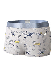 Atmungsaktive Skinny Fit-Boxershorts für Herren mit lustigem Cartoon-Print und U-konvexem Beutel