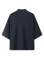 Geripptes Kimono-Pyjama-Set für Herren im japanischen Stil, kurze Länge