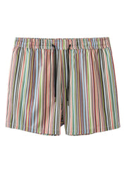 Mehrfarbig gestreifte Boardshorts mit Kordelzug für Herren – lässiger Urlaubstaschen-Stil