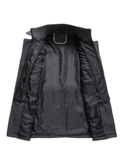 Herren Wollmantel mit Doppelkragen, einreihig, lässig, warm