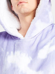 Lockerer Kapuzenpullover mit Batikmuster und Fleecefutter für Herren mit Kängurutasche