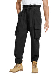 Cargohose für Herren mit unregelmäßiger Taille und Schnürung und Taschen