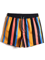 Schnelltrocknende Strandshorts für Herren mit bunten Streifen und Kordelzug