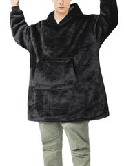 Dicker Flanell-Kapuzenpullover für Herren mit Doppeltaschen - Locker sitzender Hausmantel