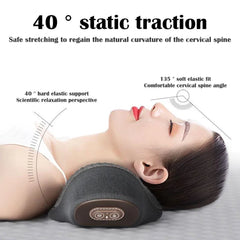 Electric Massager Cervical Pillow with Hot Compress, Vibration, Neck Traction, Memory Foam for Spine Support