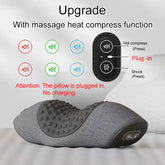 Electric Massager Cervical Pillow with Hot Compress, Vibration, Neck Traction, Memory Foam for Spine Support