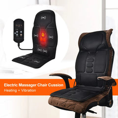 Electric Massager Chair Pad with Heat, Vibrating Neck, Back, Lumbar Cushion for Car and Home Office