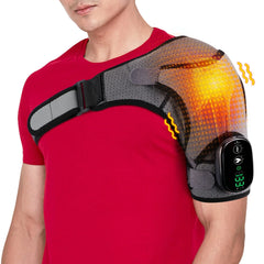 Electric Shoulder Massager with Heat, Vibration, Thermal Brace for Muscle Relaxation and Joint Support