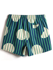 Schnelltrocknende Strandshorts mit Streifen- und Kreis-Print für Herren mit Kordelzug
