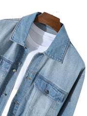 Herren-Denimmäntel mit doppelter Taschennahtstruktur