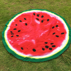 Round Yoga Mat Beach Blanket with Food Pattern - Towel, Shawl, Tapestry, Wall Hanging & Sunscreen