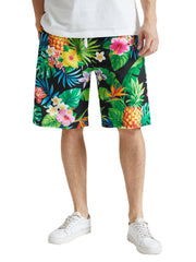 Urlaubs-Shorts mit Kordelzug und tropischem Ananas-Print für Herren – Mittellange