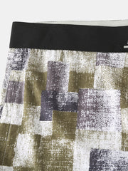 Herren-Boxershorts mit Farbblock-Print, 100 % Baumwolle, atmungsaktiv, elastisch, mittlere Taille, Arrow