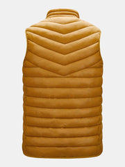 Einfarbige, gesteppte, ärmellose, wattierte Weste für Herren mit Reißverschluss vorne und Leistentasche