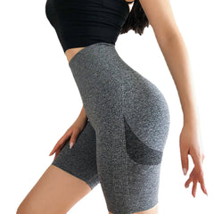 Yoga-Shorts mit hoher Taille für Damen – Nylon-Spandex, Po-Lift, atmungsaktiv, für Fitnessstudio-Workout, Laufen, Sommer-Activewear