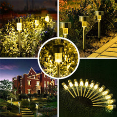 24PCS LED Solar Path Lights - Stainless Steel, Waterproof, for Garden, Lawn, Home, Street Decor