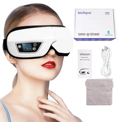 Foldable Eye Massager with Heat, Vibration, Airbag Pressure, Bluetooth Music - Relieves Fatigue