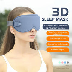 Graphene Heated Eye Mask with 5 Vibration Modes, 3-Level Hot Compress, Fatigue Relief Sleep Massager