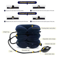 Adjustable Cervical Neck Traction Device for Pain Relief, Inflatable Neck Stretcher & Pillow