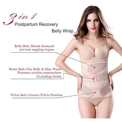 3-in-1 Postpartum Support Belt - Recovery Girdle for Belly, Waist & Pelvis Slimming