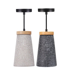 Moderne Pendelwandlampe aus Beton mit Holzplatte und 1,5 m langem Kabel als Deckenlampe