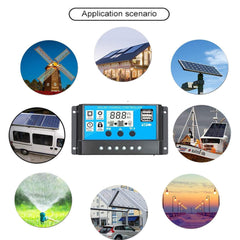 Multi-Function LCD Solar Panel Charger Controller 12V/24V - Adjustable Display