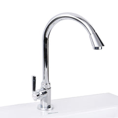Wassersparender Küchenhahn aus Edelstahl, Einzel-Kalt, groß gebogen, universell passend für vertikale Waschbecken