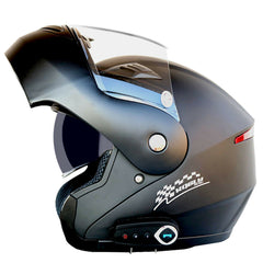 Waterproof Full Face Motorcycle Helmet with Bluetooth, FM Radio, Double Visors, and Removable Liner