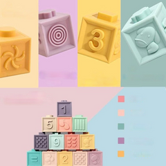 Weiche Baby-Bausteine und 3D-Touch-Handbälle – Massage-Quetschspielzeug aus Gummi