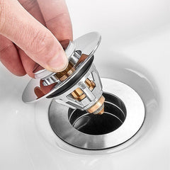 Verbesserter universeller Waschbecken-Ablauffilter mit Korb – kein Überlauf, passt für Löcher von 33,6–36,9 mm, herausspringender Waschbeckenstöpsel
