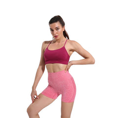 Damen-Yoga-Shorts für den Sommer – nahtlos, seitliches Netzgewebe, eng anliegend, elastisch, einfarbige Gym-Leggings