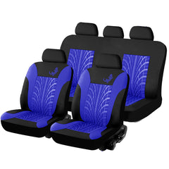 4PCS/9PCS Car Front Seat Covers with Tire Track Design - Fabric Protectors for Car Seats