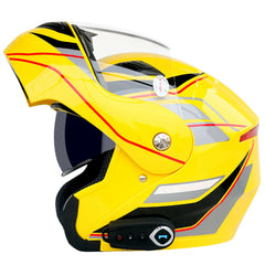 Waterproof Full Face Motorcycle Helmet with Bluetooth, FM Radio, Double Visors, and Removable Liner