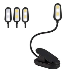 4 LEDs, wiederaufladbare Augenpflege-Buchleuchte, Klemmlampe zum Lesen, Notenständer, Klavier – weißes und warmes Licht