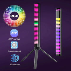 RGB-Musik-Umgebungs-LED-Nachtlichtleiste - Sound Control 3D-Anzeige, APP-gesteuert, bunte Röhrenlampe mit Autoatmosphäre