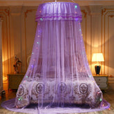Princess Dome Moskitonetz Betthimmel mit Spitze und LED-Lichtern - Schlafzimmer Dekor