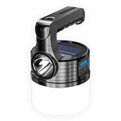 Solar- und USB-wiederaufladbare LED-Campingleuchte – Suchscheinwerfer mit Griff, Nachtmarktstand, Angelbirnenlampe MX-519