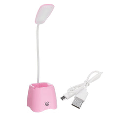 Multifunctional USB Rechargeable LED Table Lamp with Touch Dimming, Pen Holder, Phone Stand, and Magnetic Mirror