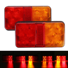 2Pcs 10 LED Rear Stop Indicator Tail Lights Red/Amber for Trailer, Truck, Lorry, Caravan, Van 12-80V